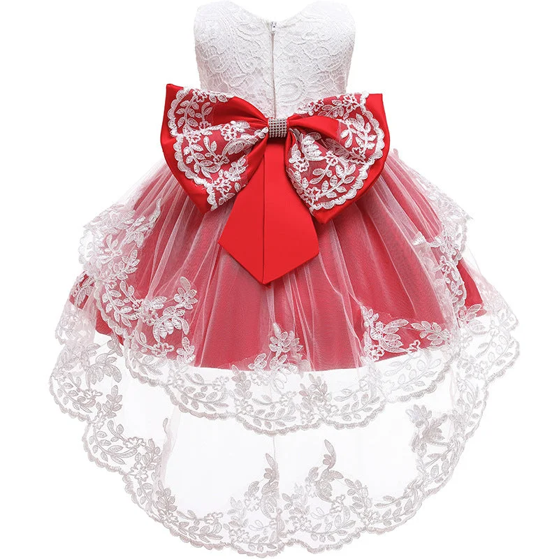 Baby Girl Birthday Party Dresses Toddler Bow Puffy Prom Dresses sweetheart Neckline Romantic