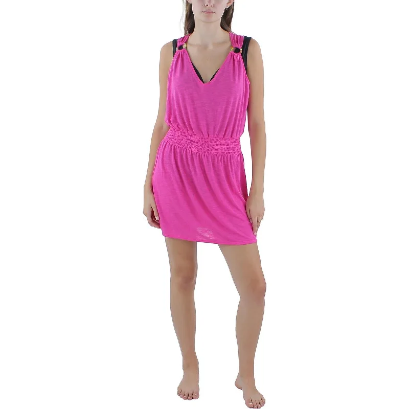 Becca by Rebecca Virtue Womens Smocked Dress Cover-Up Tunics Versatile functional