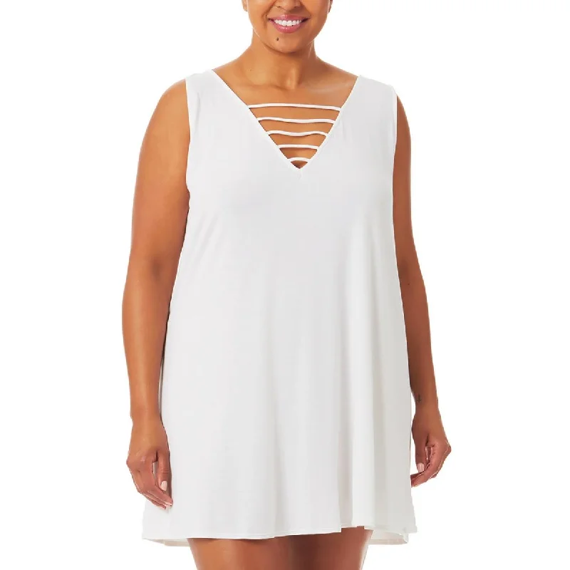 California Waves Womens Strappy Dress Cover-Up Cowl Neckline Elegant