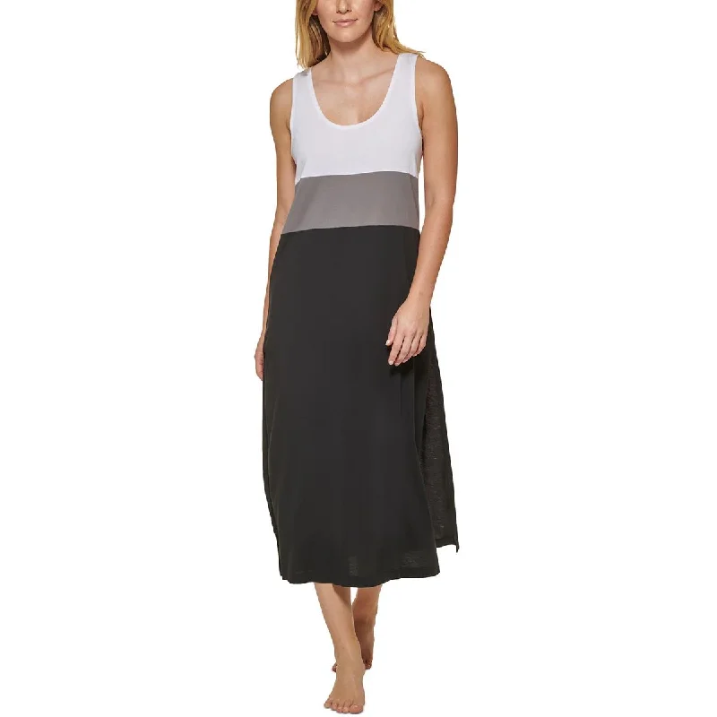 Calvin Klein Womens Colorblock Dress Cover-Up Maxi Flowy Bohemian