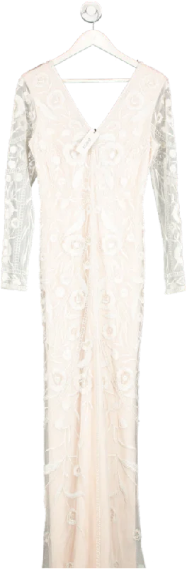 Coast Nude Embellished Blush Bridal Maxi Dress UK 10 empire Waist empire