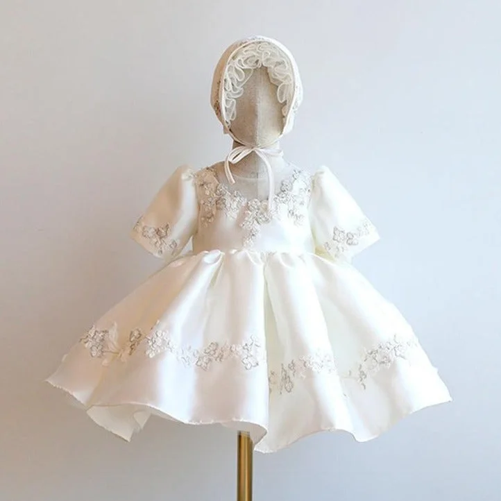 Baptism Dresses Baby Girl Summer White Embroidered Flower Puffy Formal Princess Dresses Tunics Print Colorful