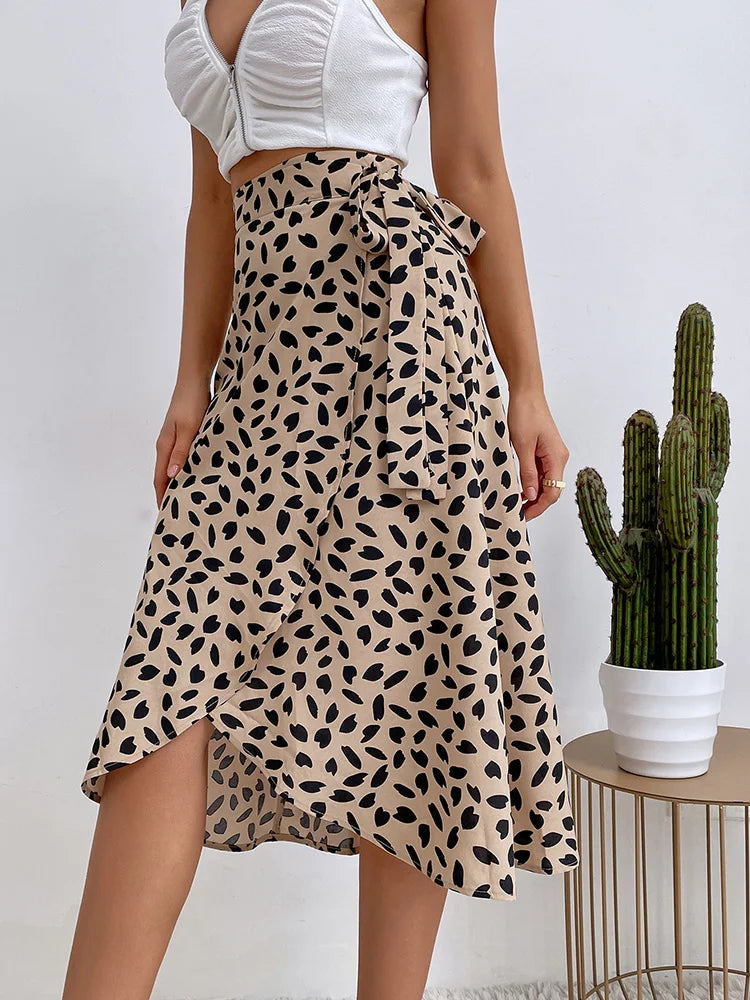 DressBetty - Boho Print Tie Side Wrap Skirt High Waist A-Line Skirt Tunics Occasion special