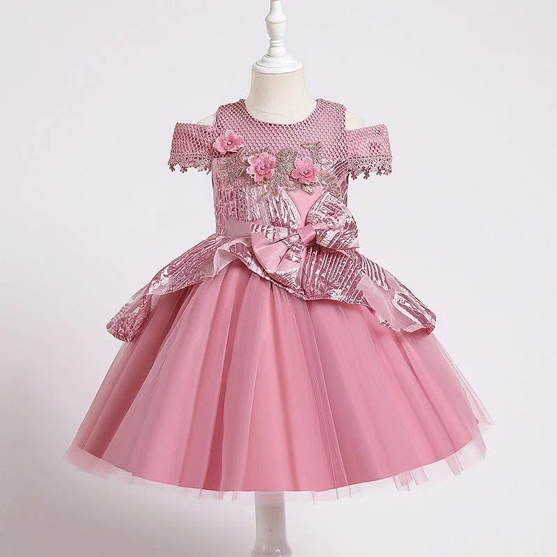 Toddler Ball Gowns Flower Girl Elegant Embroidery Irregular Princess Party Dress Tunics Yoga stretchy