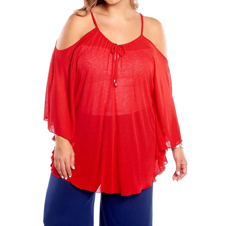 Flirty Plus Size Cover Up Dress In Red Tunics Fall fleece