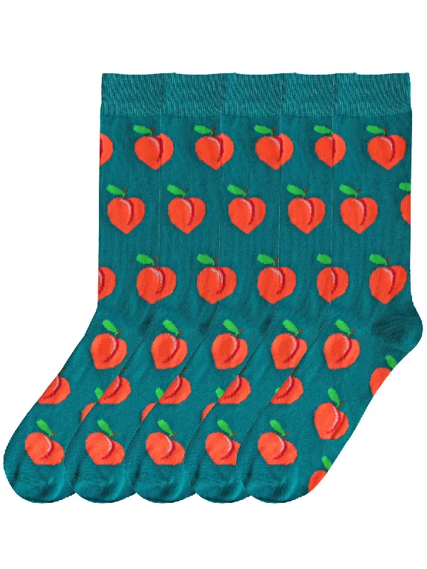 Fun 5-Pack Peaches Novelty Dress Socks Tunics Fleece cozy