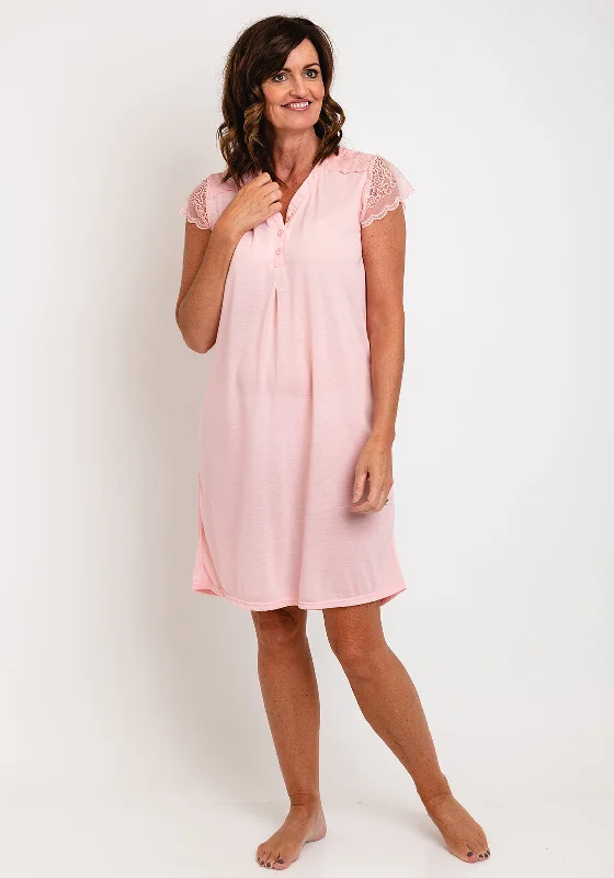 The Serafina Collection Lace Cap Sleeve Nightdress, Blush Tunics Formal black