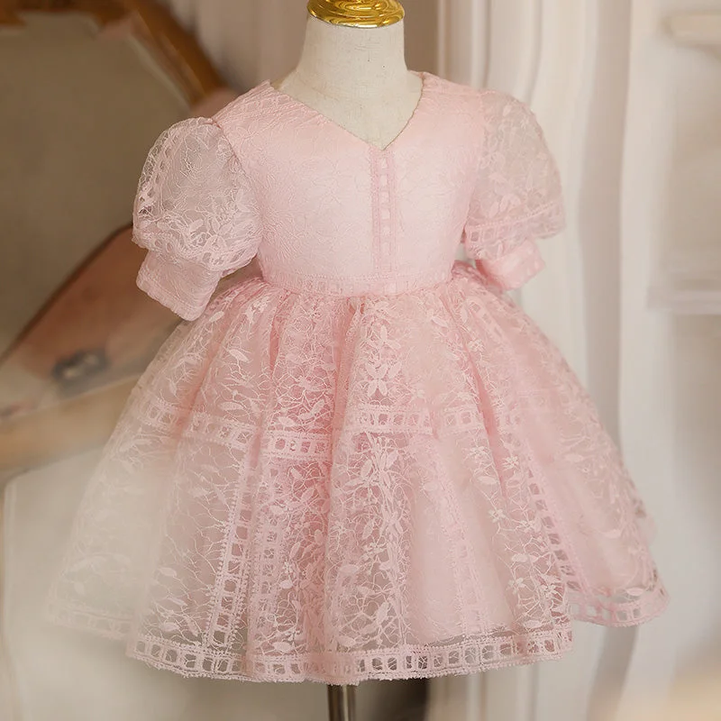 Girl Christmas Dress Toddler Prom Dress Girl Summer Princess Dress Pink Lace Puff Sleeve Dress Tunics Plaid country