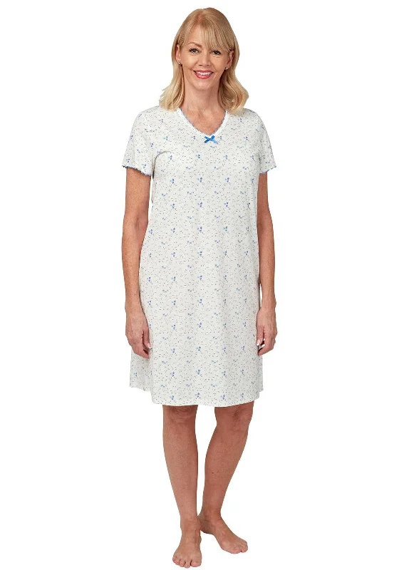 Marlon Floral T-Shirt Style Nightdress, Blue Tunics Mesh breathable