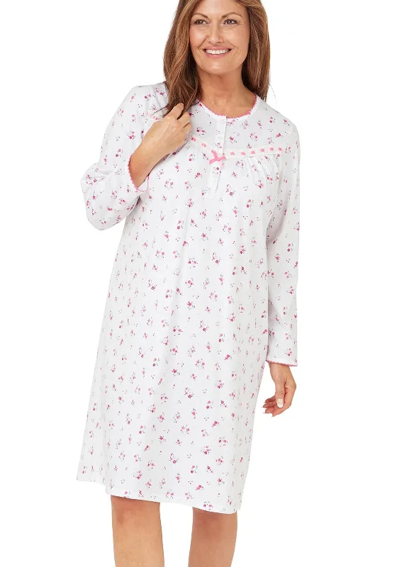 Marlon Blossom Cotton Long Sleeve Nightdress, Pink Tunics Ceremony elegant