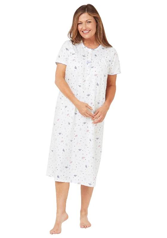 Marlon Short Sleeve Leaf Print Nightdress, Blue Tunics Recommended stylist