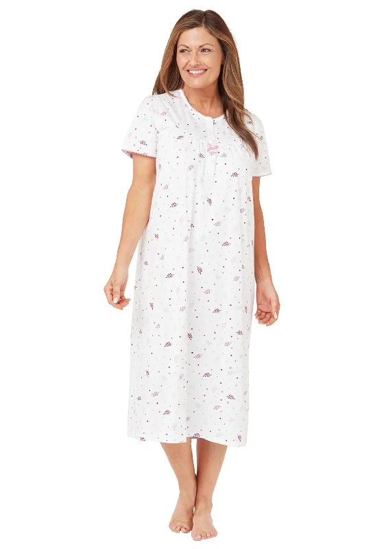 Marlon Short Sleeve Leaf Print Nightdress, Pink Tunics Luxurious premium