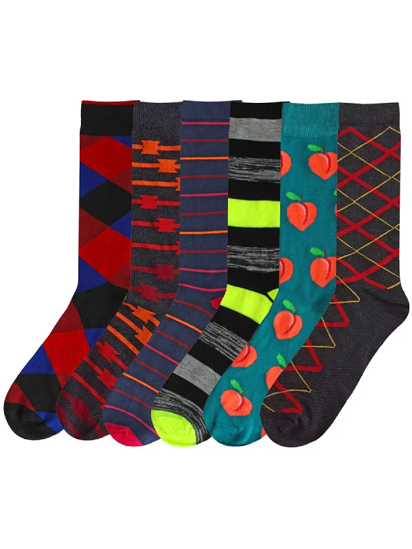 Mens Classic Designs & Fun Food 6-Pack Dress Socks Tunics Chinos classic