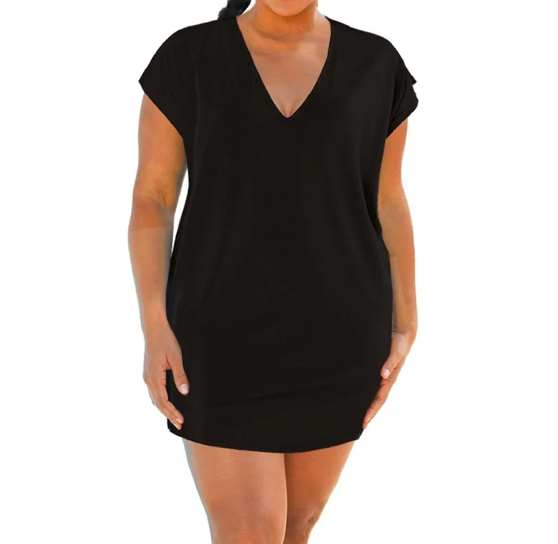Plus Size Jersey Cut Out Cover Up Dress In Black Tunics Wedding white