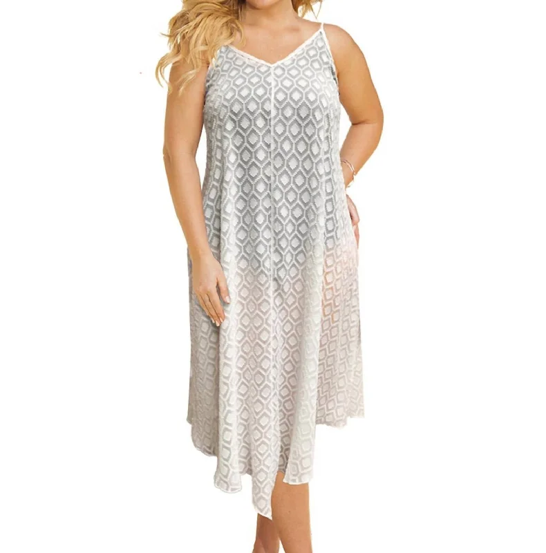 Plus Size V-Bottom Cover Up Dress In White Tunics Designer luxury