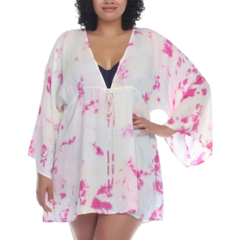 Raviya Womens Plus Draw Waist Dress Cover-Up Tunics Sophisticated sleek