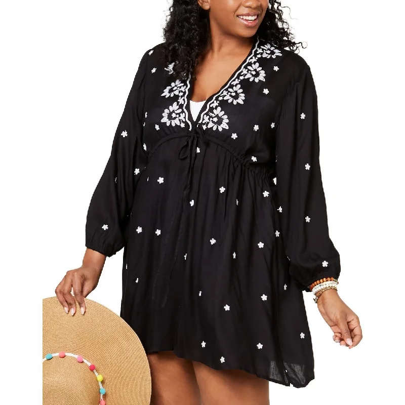 Raviya Womens Plus Summer Dress Cover-Up Crew Neckline Sporty