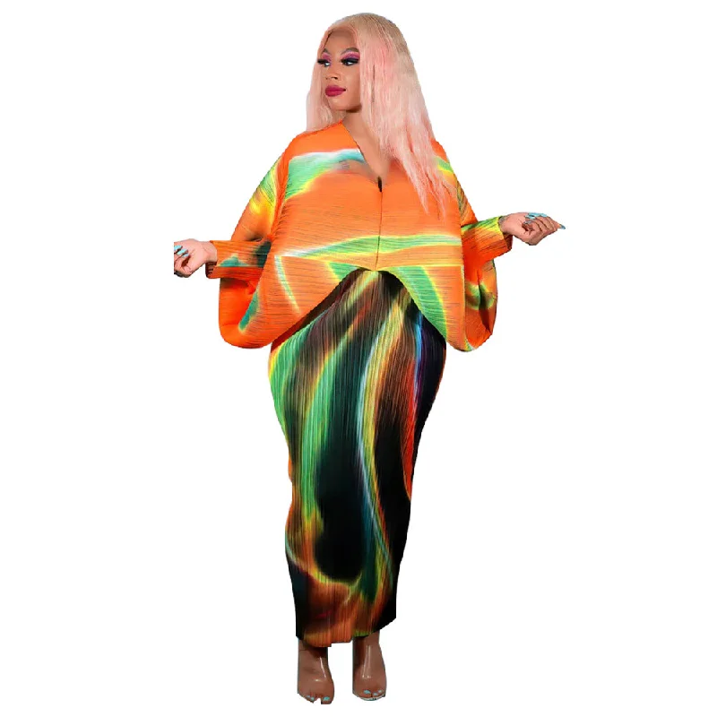 Orange background green light