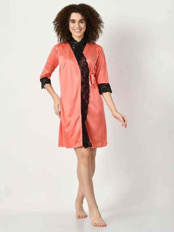 Women's Satin Peach Nightdress - Legit Affair Tunics Party sparkling