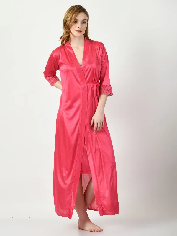 Women's Satin Pink Nightdress - Legit Affair Tunics Floral girly