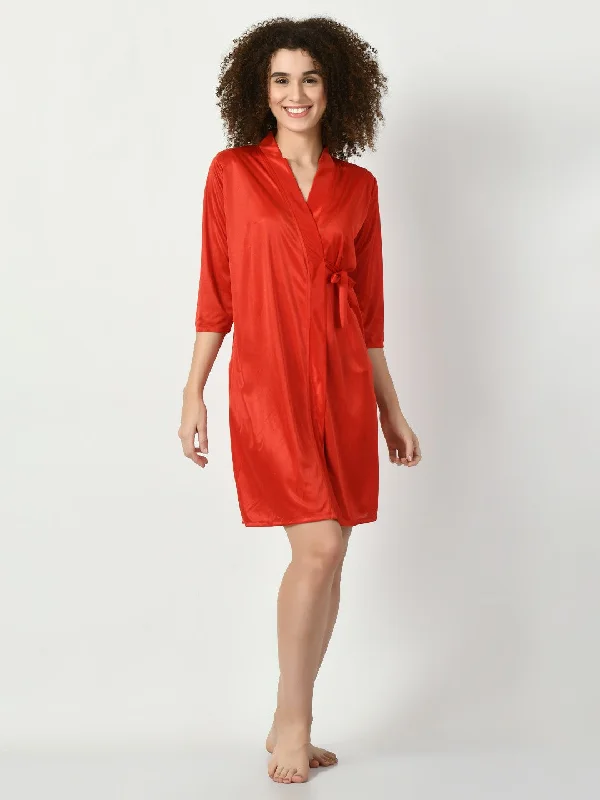 Women's Satin Red Nightdress - Legit Affair Tunics Trendy modern