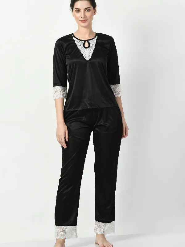 Women's Satin Black Nightdress - Legit Affair Tunics Chic fashionable