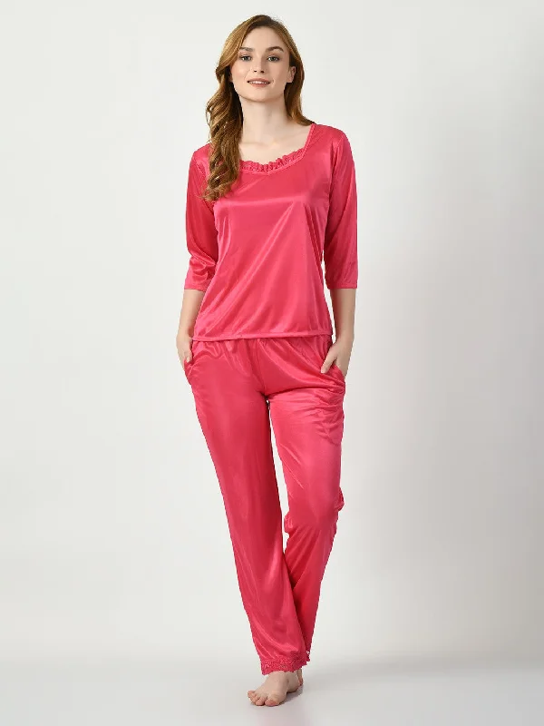 Women's Satin Pink Nightdress - Legit Affair Tunics Brand named