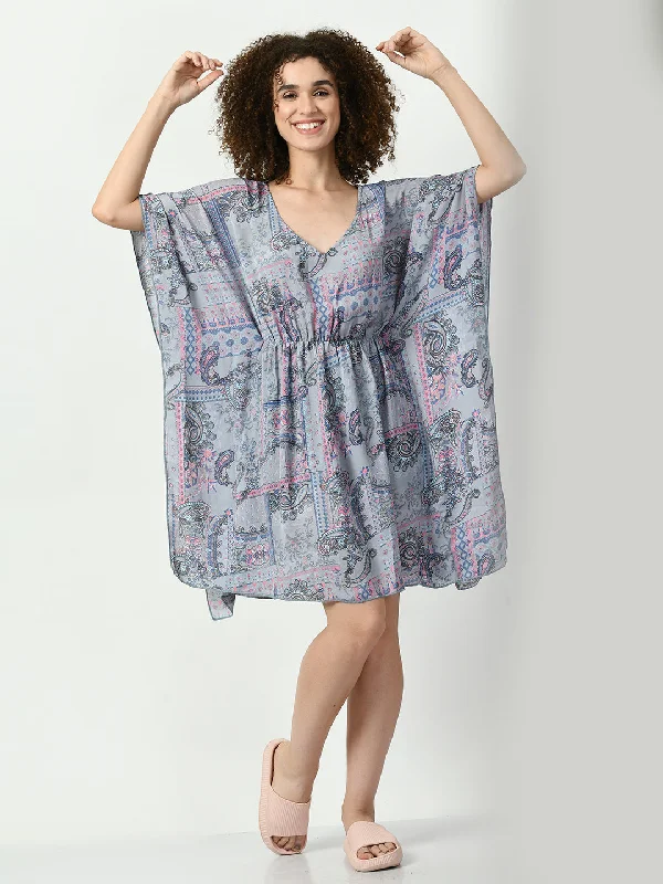 Women's Georgette Grey Nightdress - Legit Affair Tunics Evening elegant