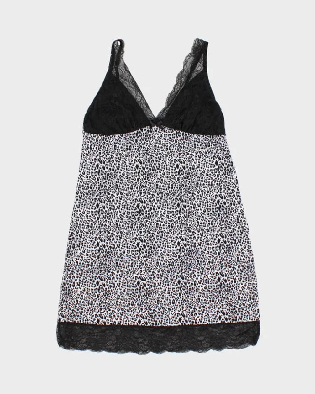 Y2K 00s Cheetah Print Laced Slip Dress - S Tunics Wedding white